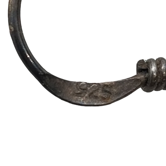 VINTAGE ART DECO CARVED MOTHER OF PEARL LEAF & STERLING SILVER HOOK EARRINGS - Picture 7 of 7